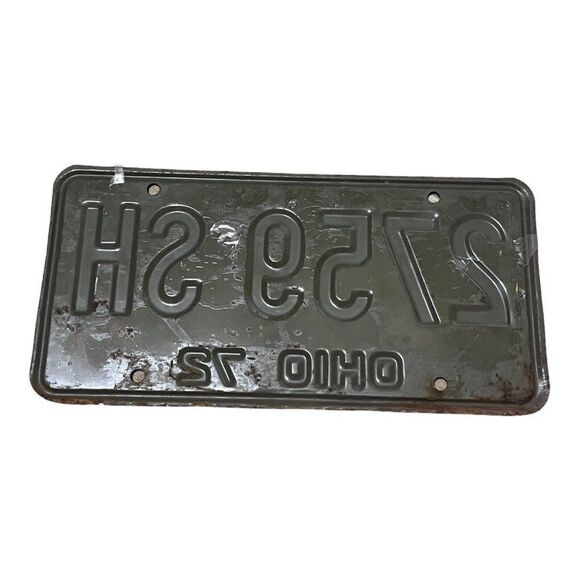Vintage Ohio 1972 Collectible License Plate Original Tag # 2759 SH Blue Yellow - Picture 2 of 3